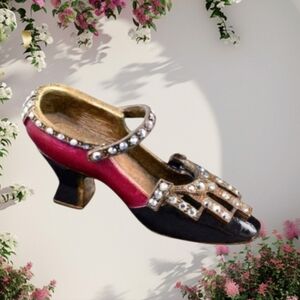 1920 Shoe Figurine Enamel Marcasite Collectors Art Deco Crystal Feminine Flapper